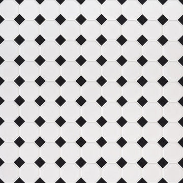 White and Black, Octagon Mosaic | Porcelain Wall and Floor Tile by MSI