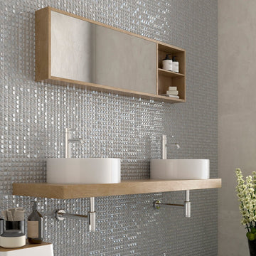 White Iridescent, 1" x 1" | AURA WHITE | Vidrepur Mosaic Glass Tile