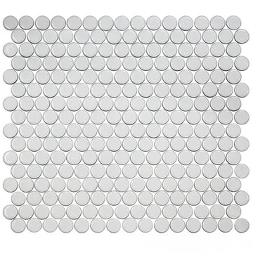 White, Penny Round Mosaic | Porcelain Tile by Fujiwa