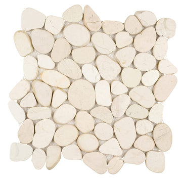 White - Pebble Tile | Shaved Pebbles Series | Natural Stone Mosaics