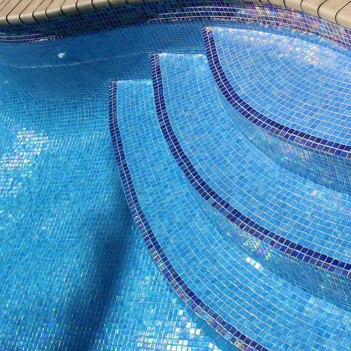 Shell Azure Glass Pool Tile | Vidrepur