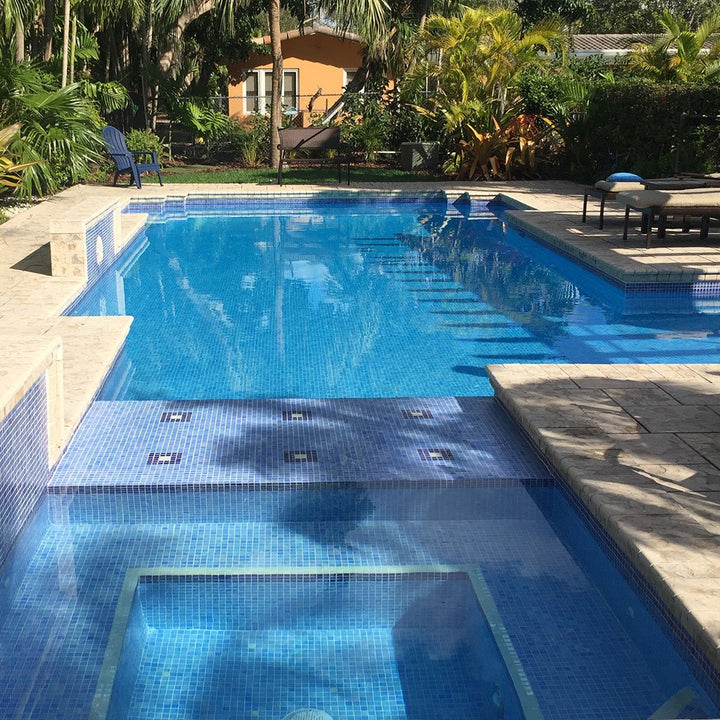 Shell Azure Glass Pool Tile | Vidrepur