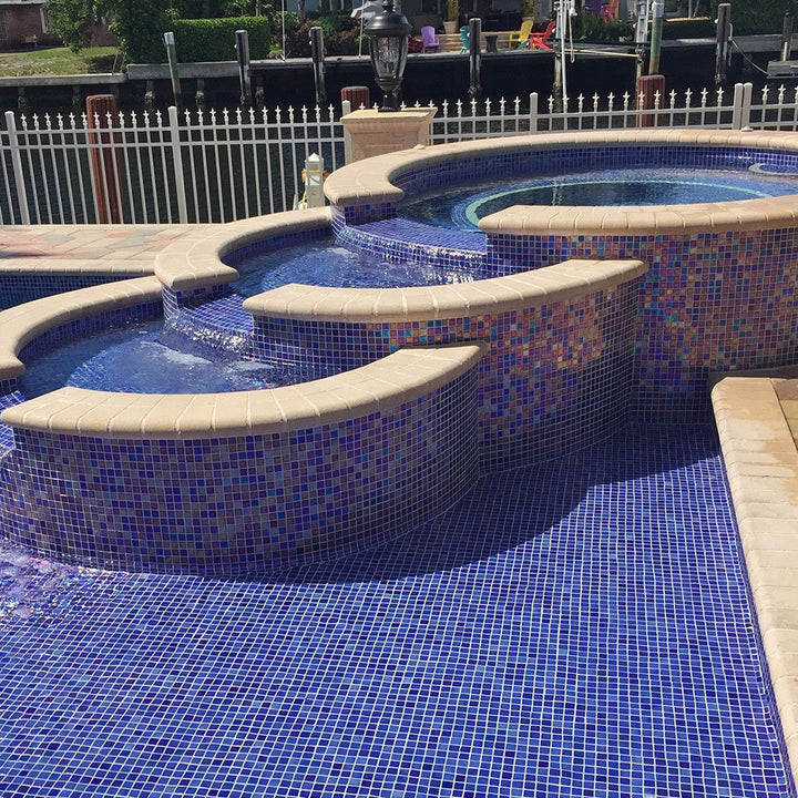 Shell Saphire Glass Pool Tile | Vidrepur