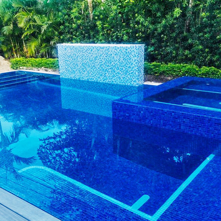 Titanium Brushed Dark Blue Glass Tile by Vidrepur