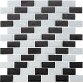 Onyx and White, 1" x 2" Subway Pattern - Glass Tile