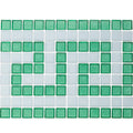 Malachite and White, 1" x 1" Greek Key Pattern - Glass Tile