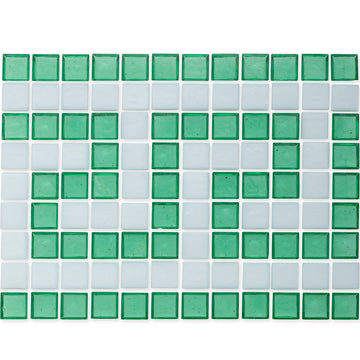 Malachite and White, 1" x 1" Greek Key Pattern Glass Tile