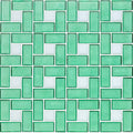 White 1" x 1" and Malachite 1" x 2", Pinwheel Pattern - Glass Tile