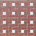 White 1" x 1" and Garnet 1" x 2", Pinwheel Pattern - Glass Tile