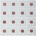 Garnet 1" x 1" and White 1" x 2", Pinwheel Pattern - Glass Tile