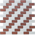Garnet and White, 1" x 2" Subway Pattern - Glass Tile