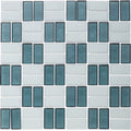Flourite and White, 1" x 2" Basket Weave Alternating Pattern - Glass Tile