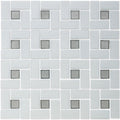 Moonstone 1" x 1" and White 1" x 2", Pinwheel Pattern - Glass Tile