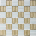Fire Opal and White, 1" x 2" Basket Weave Alternating Pattern - Glass Tile