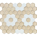 Fire Opal with White Flower, Hex Flower Pattern - Glass Tile