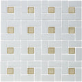 Fire Opal 1" x 1" and White 1" x 2", Pinwheel Pattern - Glass Tile