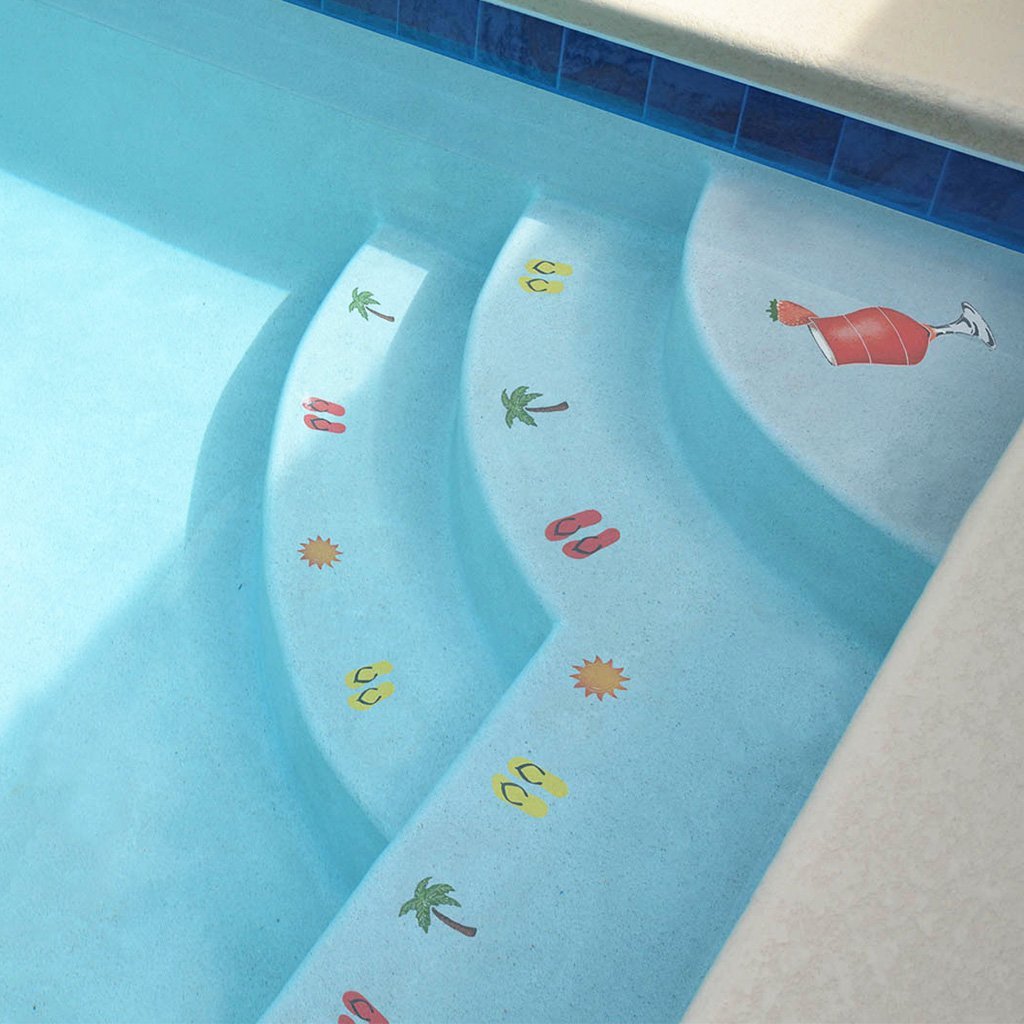 Bubbles Step Markers Ceramic Swimming Pool Mosaic – Artistry In Mosaics – 3" X 24" Blue