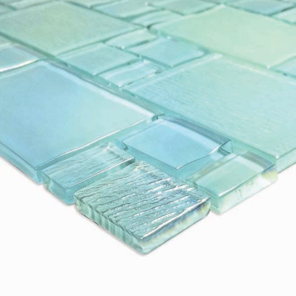 Sea Foam Mixed Squares Glass Tile