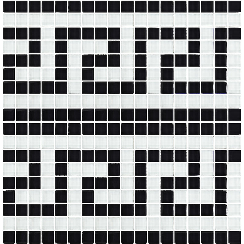 Black White 5/8" x 5/8" Glass Pool Tile | GK858K10 | Greek Key Series