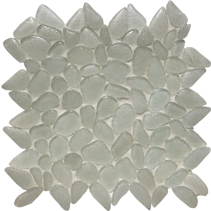 Glacier White, Random Mosaic | CETLIROGRAWHITE | Glass Pool Tile