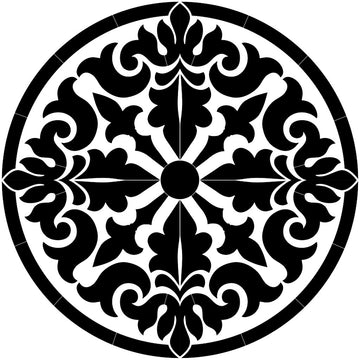 Baroque Medallion - Black | CM-BM1-36BK | Pool Mosaic