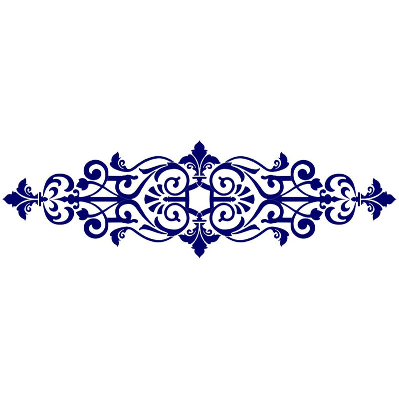 Baroque Center Scroll - Blue | CS-BC4-72BL | Pool Mosaic by AquaBlu Mosaics
