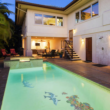 Double Bottlenose Dolphin-A w/Shadow | PORC-BD1D-36/SH | Pool Mosaic