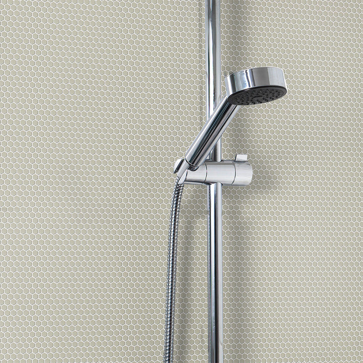 Flaxen, Hexagon Mosaic Tile | GLSGEOSOLIDFLAX | Geometro Glass Tile