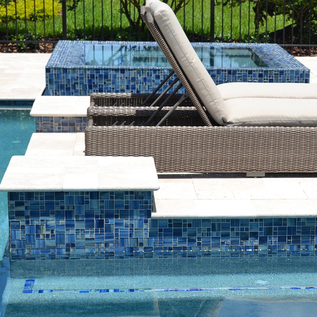 Blue, Mixed Mosaic Tile | GW8M2348B10 | Glass Pool Tile – AquaBlu Mosaics