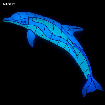 Jumpin' Dolphin Pool Mosaic, Left | Glow in the Dark Pool Tile by Element Glo