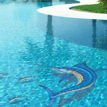 Marlin, Porc w/Shadow | PORC-MA44-68/SH | Pool Mosaic by Custom Mosaics