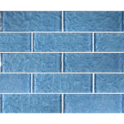 Steel Blue 2" x 6" Glass Subway Tile | MS826B2 | Moonscape Series Pool Tile by Artistry in Mosaics