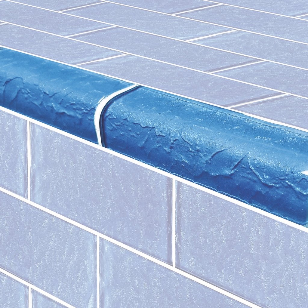 Blue Glass Trim Tile TRIMMS826B1 Pool Tile AquaBlu Mosaics