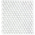 White Barrels, 6/8" - Glass Penny Round Mosaic