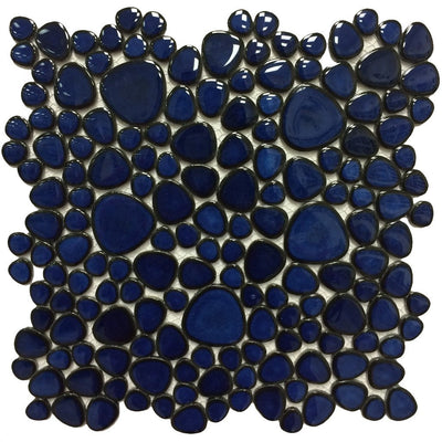PEBBLE-91 - Royal Blue, Mixed - Porcelain Pool Tile - Fujiwa