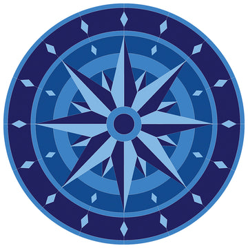 PORC-CM121-36	Compass Medallion	| Custom Mosaics Pool Mosaic