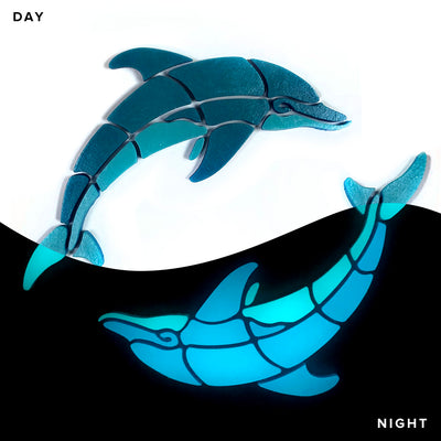 Playful Circle Dolphins, Right | DOLCIR-S-R | Glow in the Dark Pool Mosaics