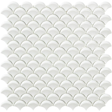 White Glossy 3D Fish Scale Mosaic | Soul Extreme Collection by Vidrepur