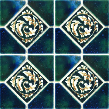 STAK-338 - Fujiwa Crystal Emerald Blue, 6" x 6" Deco - Porcelain Pool Tile