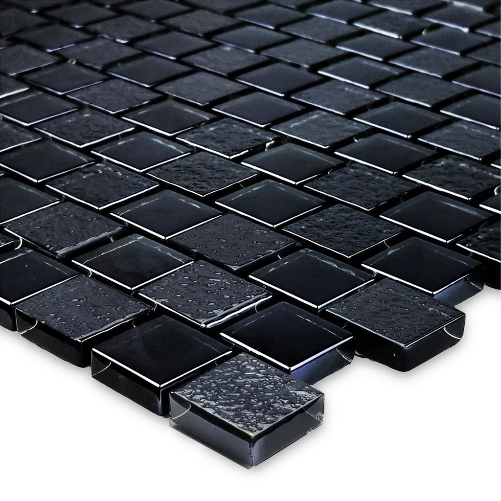 Black, 1 x 1 Glass Mosaic Tile, SS82323K1