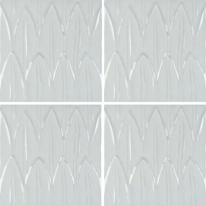 Bianco Deco Foglia, 6" x 6" Tile | EMCSOLGBIANCODC | Porcelain Pool Tile