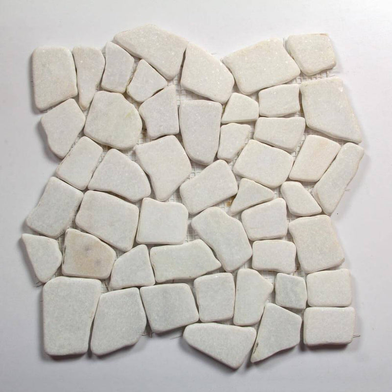 Stone Mosaics - Kuta White - Flat Stone Pebble Tile