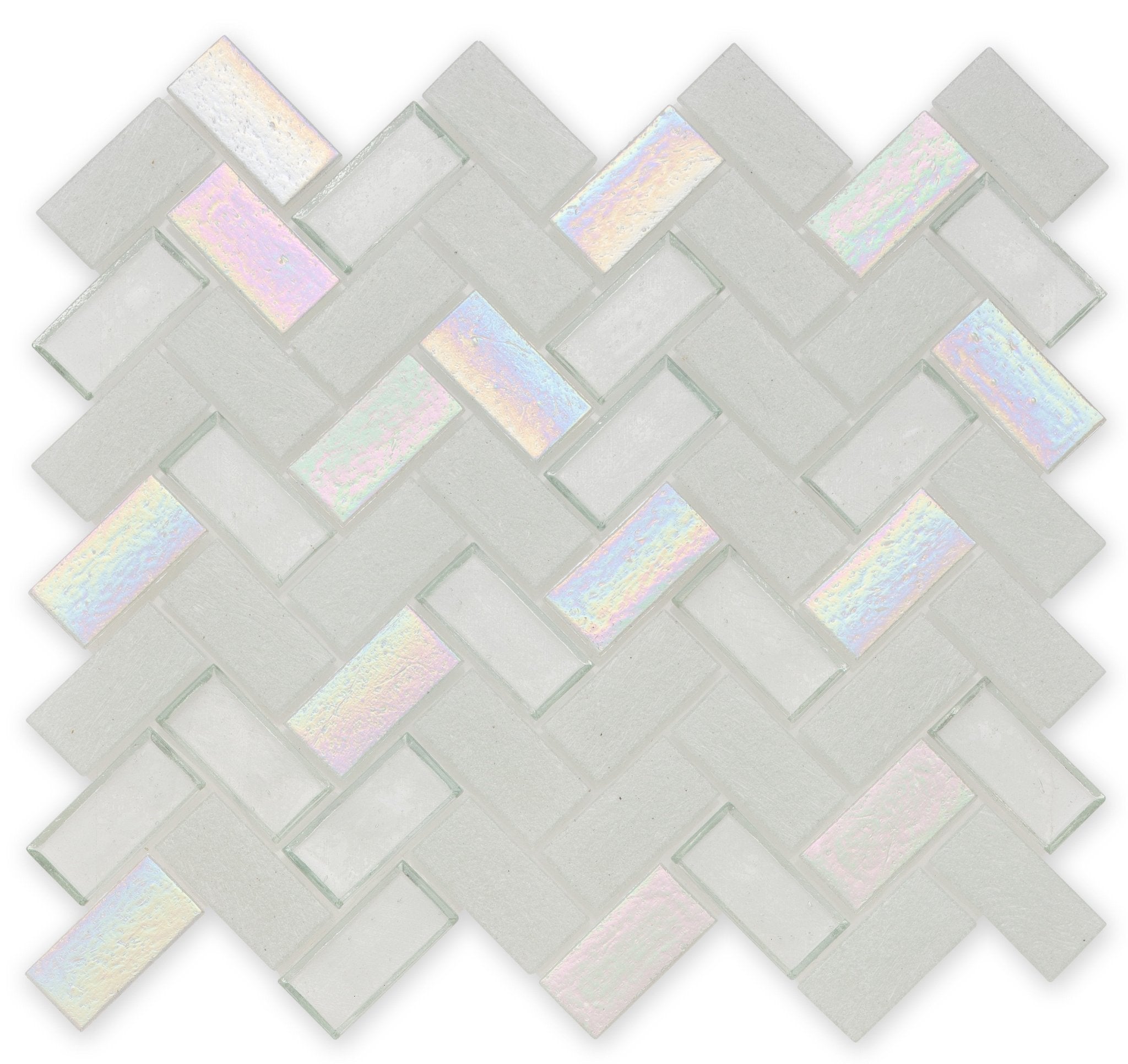 Iceberg, Herringbone Glass Tile | E12ICEBXXH | American Glass Mosaics