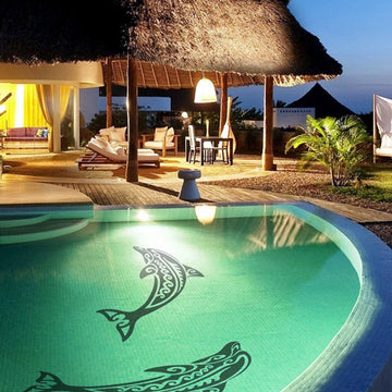 Tribal Dolphin - Black | CM-TD1-36BK | Pool Mosaic by Custom Mosaics