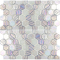 Silver, Waterline Hexagon Mosaic (Two 6" x 12" Pieces) - Glass Tile - FINAL SALE