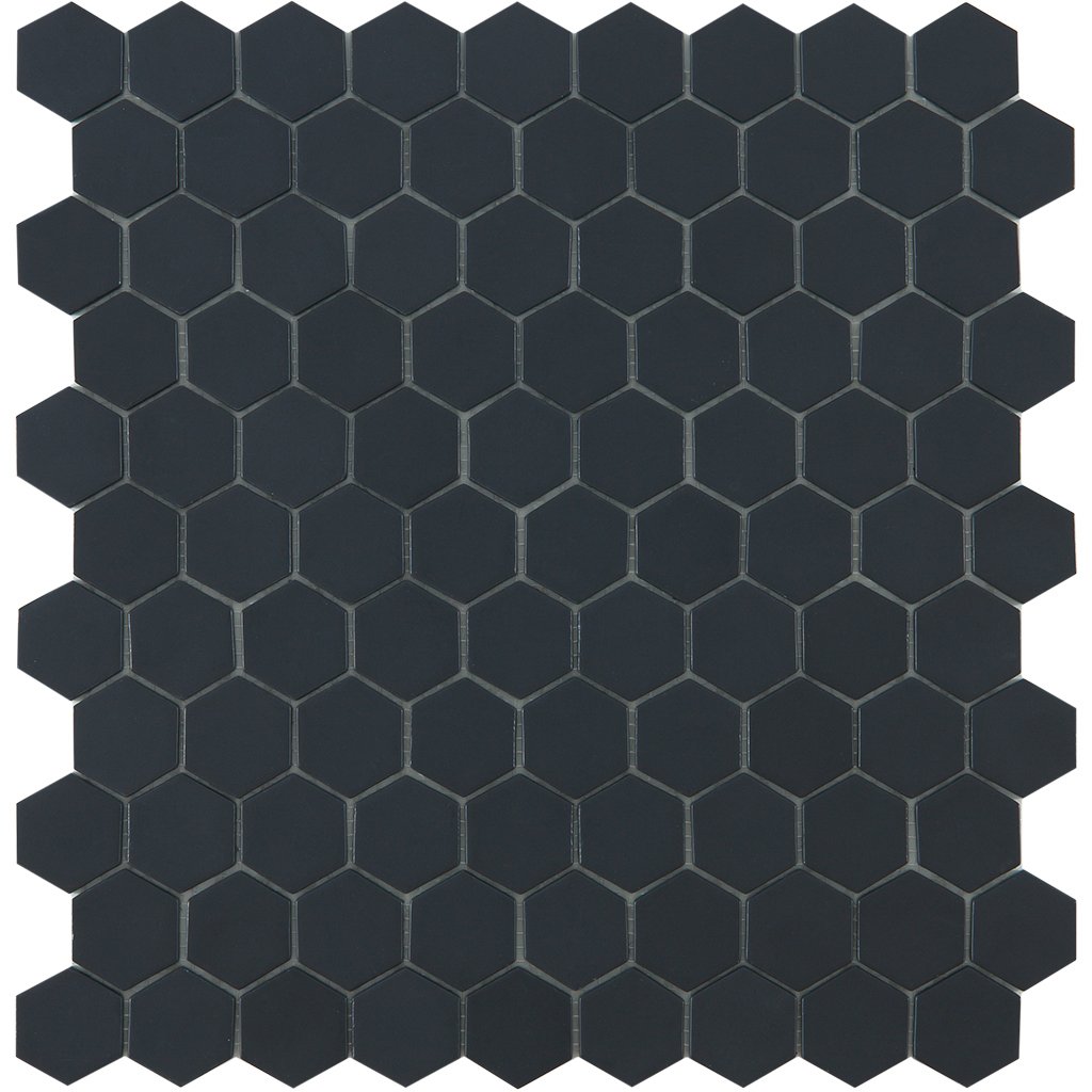 Matte Black Hexagon Tile | H35903M | Vidrepur Glass Tile – AquaBlu Mosaics