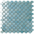 Brushed Turquoise, Fish Scale Mosaic - Glass Tile