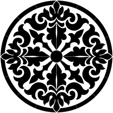Baroque Medallion - Black | CM-BM1-36BK | Pool Mosaic