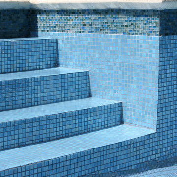 Titanium Brushed Blue Iridescent Glass Tile by Vidrepur