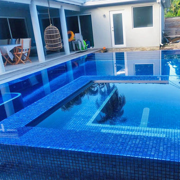 Titanium Brushed Dark Blue Glass Tile by Vidrepur